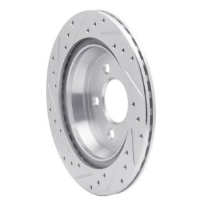 Ford Mustang Brake Rotor (1) - Rear Right - R1 Concepts - Drilled & Slotted - Silver - `94-`04